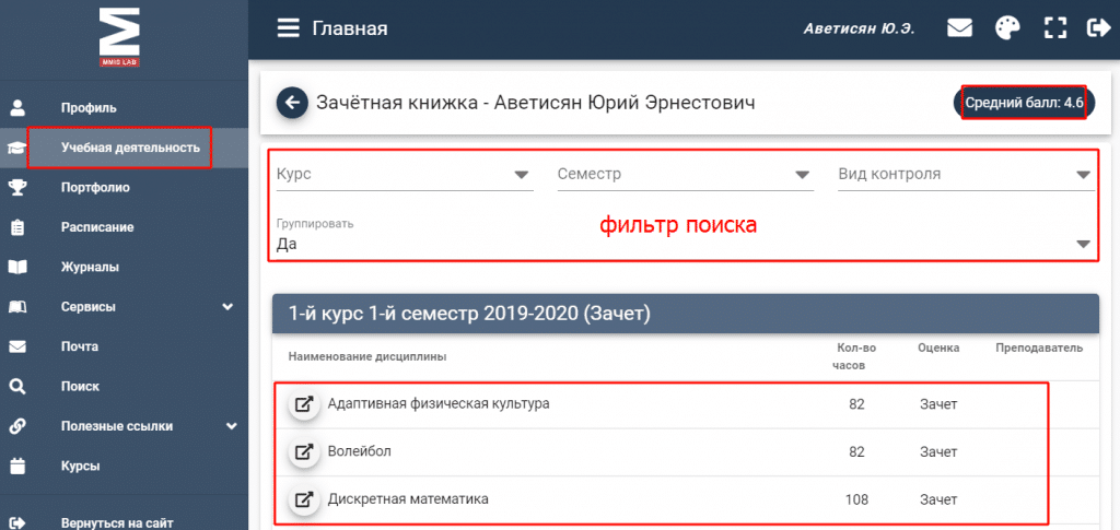 Информация об успеваемости